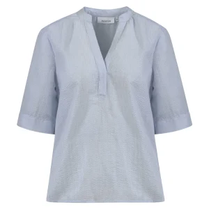 SHIRT MET KORTE MOUWEN - Light blue mini stripe