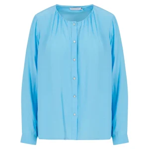 SHIRT WITH GATHERINGS - Coastal blue
