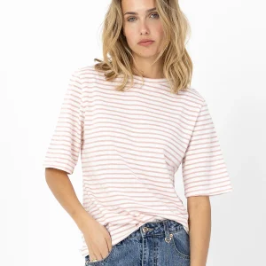 SILLA GESTREEPT LANGE MOUWEN T-SHIRT - MID SLEEVE - Light pink / white stripe