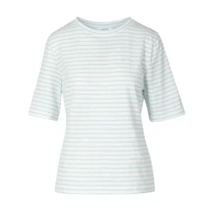 SILLA STREEP T-SHIRT - MIDDELENMOUW - Light blue / white stripe