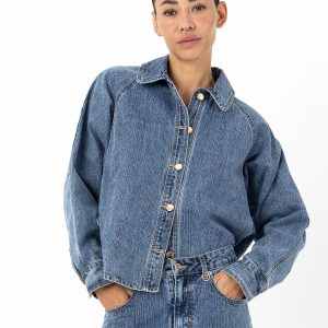 SPIJKERBLOUSE - Light blue denim