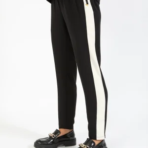SPORTIEVE BROEK MET ZIJPANEEL - SILLE PASVORM - Creme / black