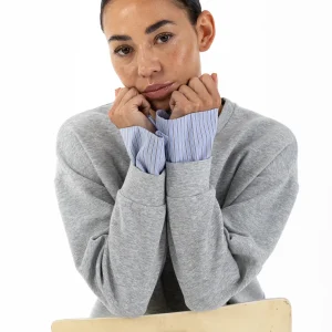 SWEATSHIRT MET MOUWDETAILS - Grey Melange