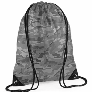Gymtas (Arctic) camouflage met naam (grijs)