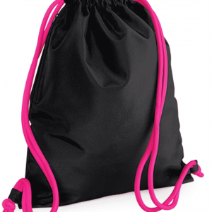 Premium Gymtas met naam (Zwart-Fuchsia)