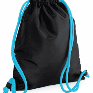 Premium Gymtas met naam (Zwart-Surfblue)