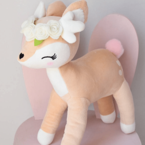 Plush Deer met bloemenkrans cream (Metoo Doll)