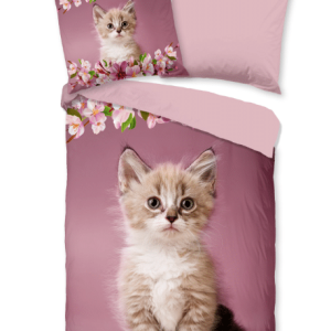 Dekbedovertrek Poes Pink met naam