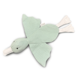 Tutdoekje Eend stone green met naam