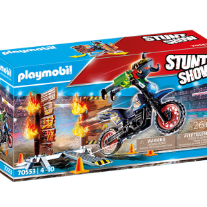 Stuntshow Motor met vuurmuur