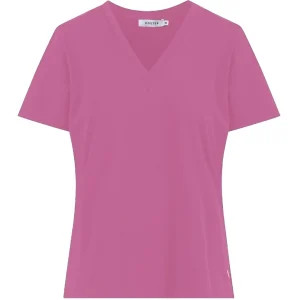 T-SHIRT MET V-HALS - HALFLANGE MOUWEN - Magenta