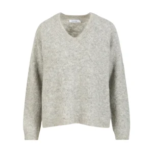 V-hals met zilveren pied-de-poule - Mist grey