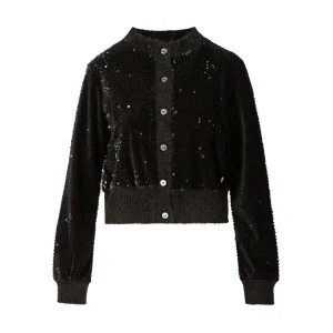 VELVET SEQUIN VEST - Black