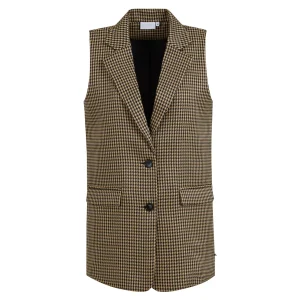 VEST IN HOUNDSTOOTH - Beige houndstooth
