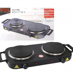 Dubbele kookplaat 2000 watt, zwart