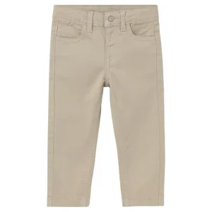 Beige 5-pocket slim fit basic pant