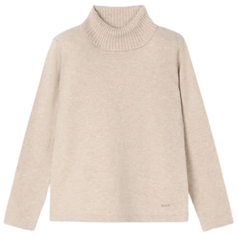 Beige basic knitting turtle neck