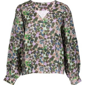 Beige retro geprinte blouse 53636