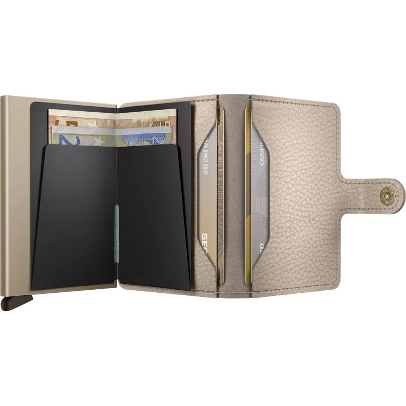 Beige kleurige miniwallet Pebble Latte - Afbeelding 4