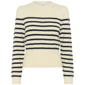 Beige met blauw gestreepte pullover Olena
