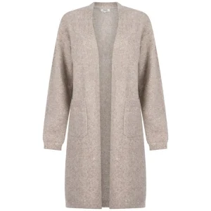 Beige openvallend gemeleerd vest Chloe