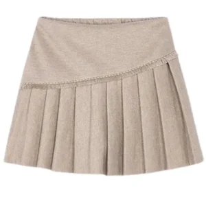 Beige pleated knit skort