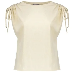 Beige top shoulder detail 52401