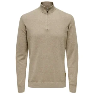 Beige zip pullover Loui knitted