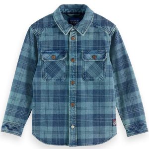 Blauw checkprint overshirt denim