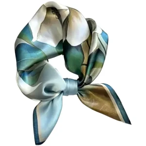 Blauw met groen geprint sjaaltje Sos