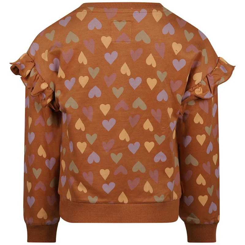 Bruin geprinte hartjes sweater O56986 - Afbeelding 3