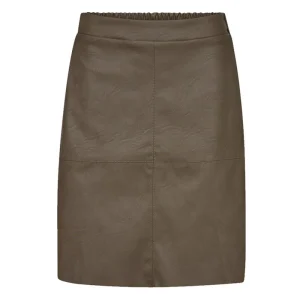 Bruine PU leather midi rok Harley