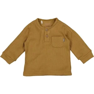Camel geribde longsleeve pocket