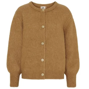 Camelbruin fijngebreid vest Joa