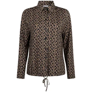 Camelbruine geprinte viscose blouse Pia
