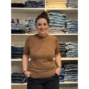 Camel bruine knitted top Rebecca