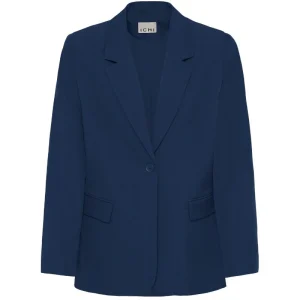 Dark Navy woven long blazer Fava