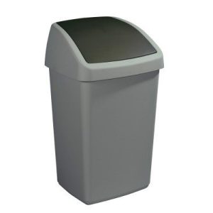 DELTA PRULLENBAK – MET SWING DEKSEL – 50 L – ANTRACIET/ZWART