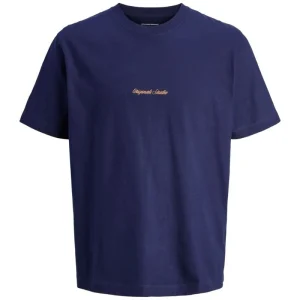 Donkerblauw crew neck t-shirt Norrebro Emb