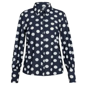 Donkerblauw met kit polkadot blouse Rensje
