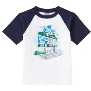 Donkerblauw raglan t-shirt met artwork