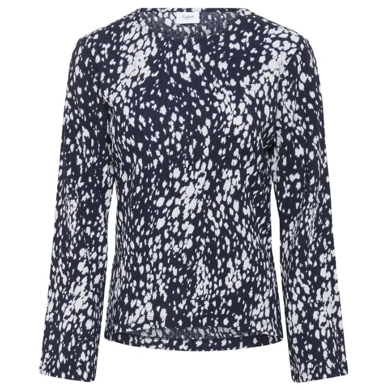Donkerblauw geprinte top Ilyssa