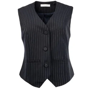 Donkerblauwe pinstripe gilet Kikia