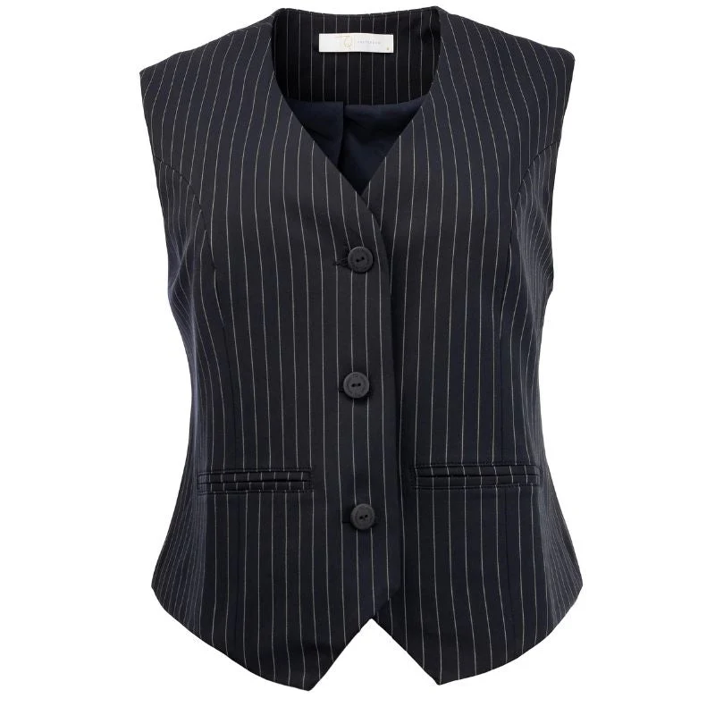 Donkerblauwe pinstripe gilet Kikia