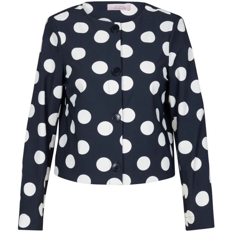 Donkerblauwe polkadot jacket Charlot - Afbeelding 2
