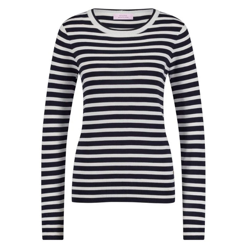 Donkerblauwe knit pullover Luna stripe