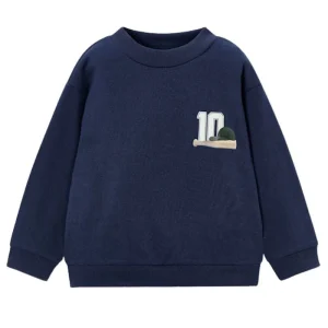 Donkerblauwe pullover met backprint