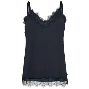 Donkerblauwe satijnen kanten straptop Bicco