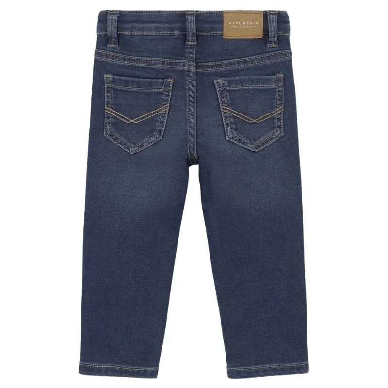 Donkerblauwe slim fit soft denim pants - Afbeelding 3