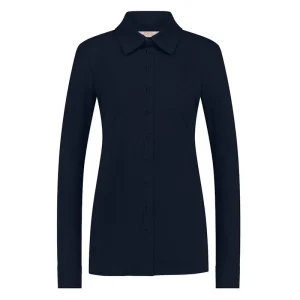 Donkerblauwe travel basis blouse Poppy